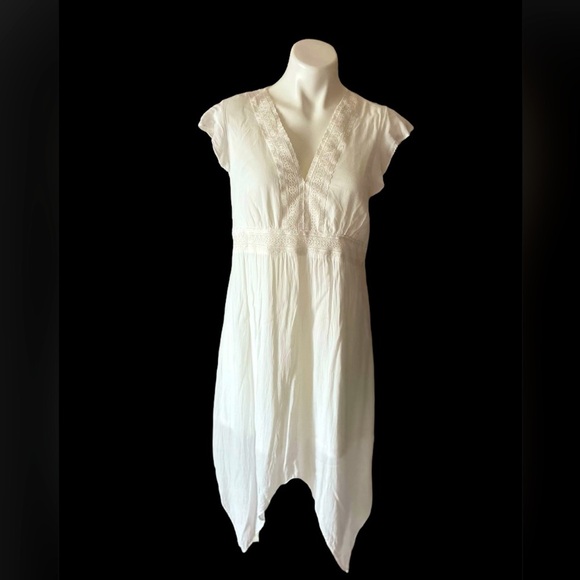 Libby Edelman Women’s White Lace Y2K Handkerchief Dress Size Large Bridal Party - Picture 1 of 9